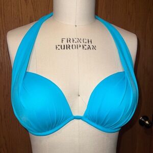 Venus Bikini Top Women Size D Turquoise Push Up Halter Underwire 32DD 34D 36D